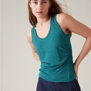 Athleta Breezy Ruched Tank Top‎ Teal Turquoise Women's Size XS NWT